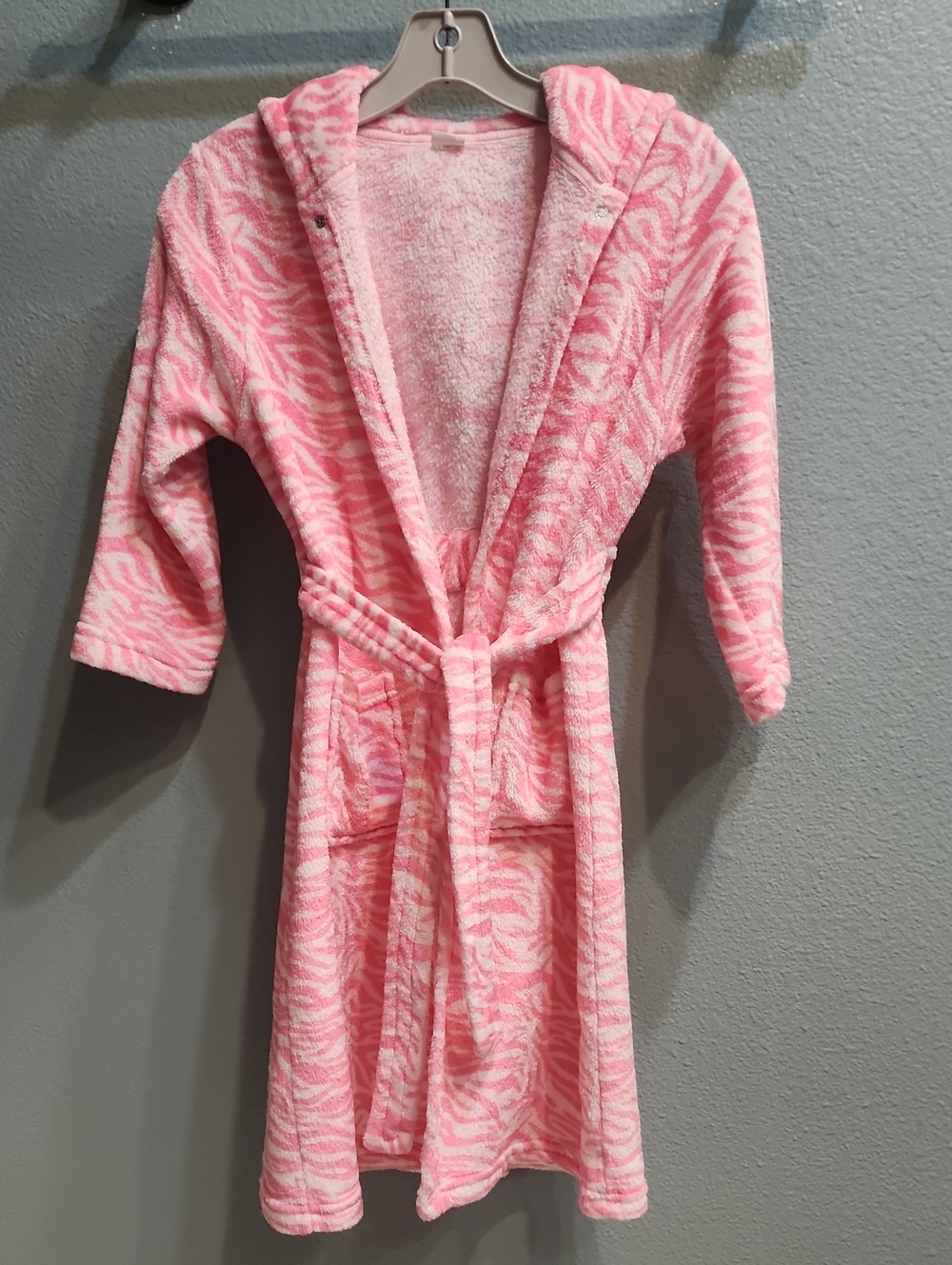 Dr Unicorn Kids Pink Hooded Plush Robe with Belt Size 7/8